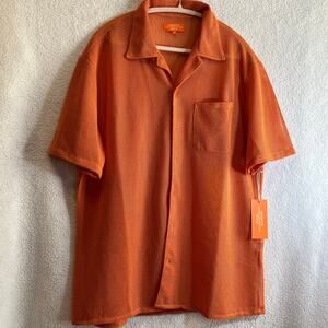 NEW Negative Space Orange mesh button down men’s shirt with tags summer beach
